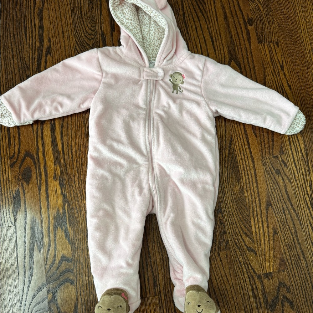 Carter's Pink Hooded bunting with Animal Design